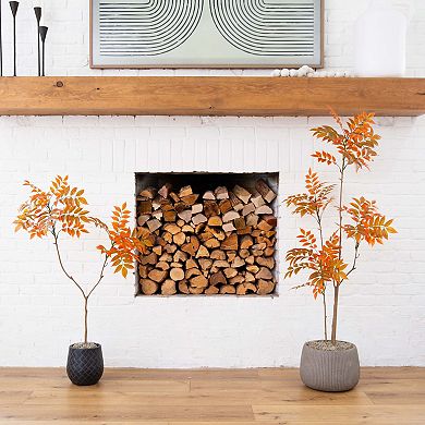nearly natural 4-ft. Autumn Minimalist Sumac Artificial Tree