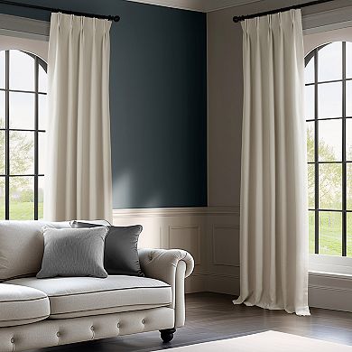 EFF Pleated Textured Faux Linen Room Darkening 1-Panel Window Curtain