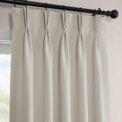 EFF Pleated Textured Faux Linen Room Darkening 1-Panel Window Curtain