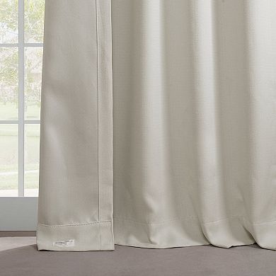 EFF Pleated Textured Faux Linen Room Darkening 1-Panel Window Curtain