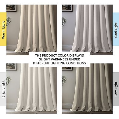 EFF Pleated Textured Faux Linen Room Darkening 1-Panel Window Curtain