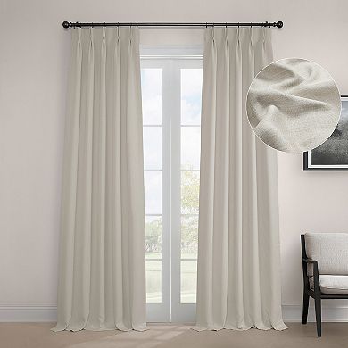 EFF Pleated Textured Faux Linen Room Darkening 1-Panel Window Curtain