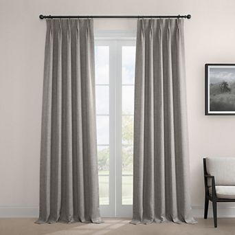 EFF Pleated Textured Faux Linen Room Darkening 1-Panel Window Curtain