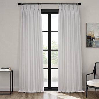 EFF Pleated Textured Faux Linen Room Darkening 1-Panel Window Curtain