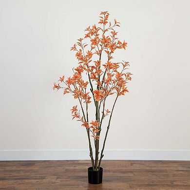 nearly natural 6-ft. Autumn Artificial Pieris Tree Floor Decor