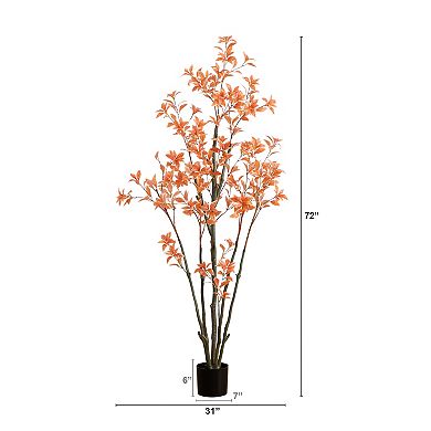 nearly natural 6-ft. Autumn Artificial Pieris Tree Floor Decor