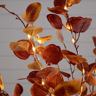nearly natural 4-ft. LED Autumn Artificial Eucalyptus Tree Floor Decor