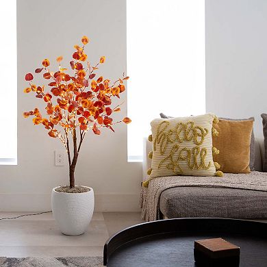 nearly natural 4-ft. LED Autumn Artificial Eucalyptus Tree Floor Decor