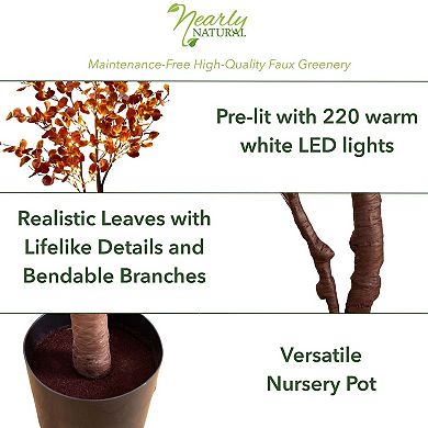 nearly natural 5-ft. LED Autumn Artificial Eucalyptus Tree Floor Decor