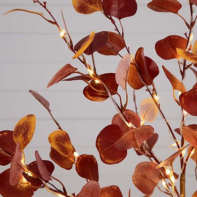 nearly natural 5-ft. LED Autumn Artificial Eucalyptus Tree Floor Decor