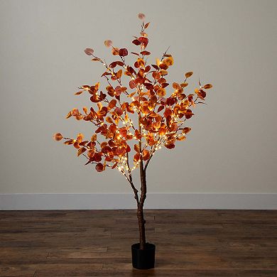 nearly natural 5-ft. LED Autumn Artificial Eucalyptus Tree Floor Decor