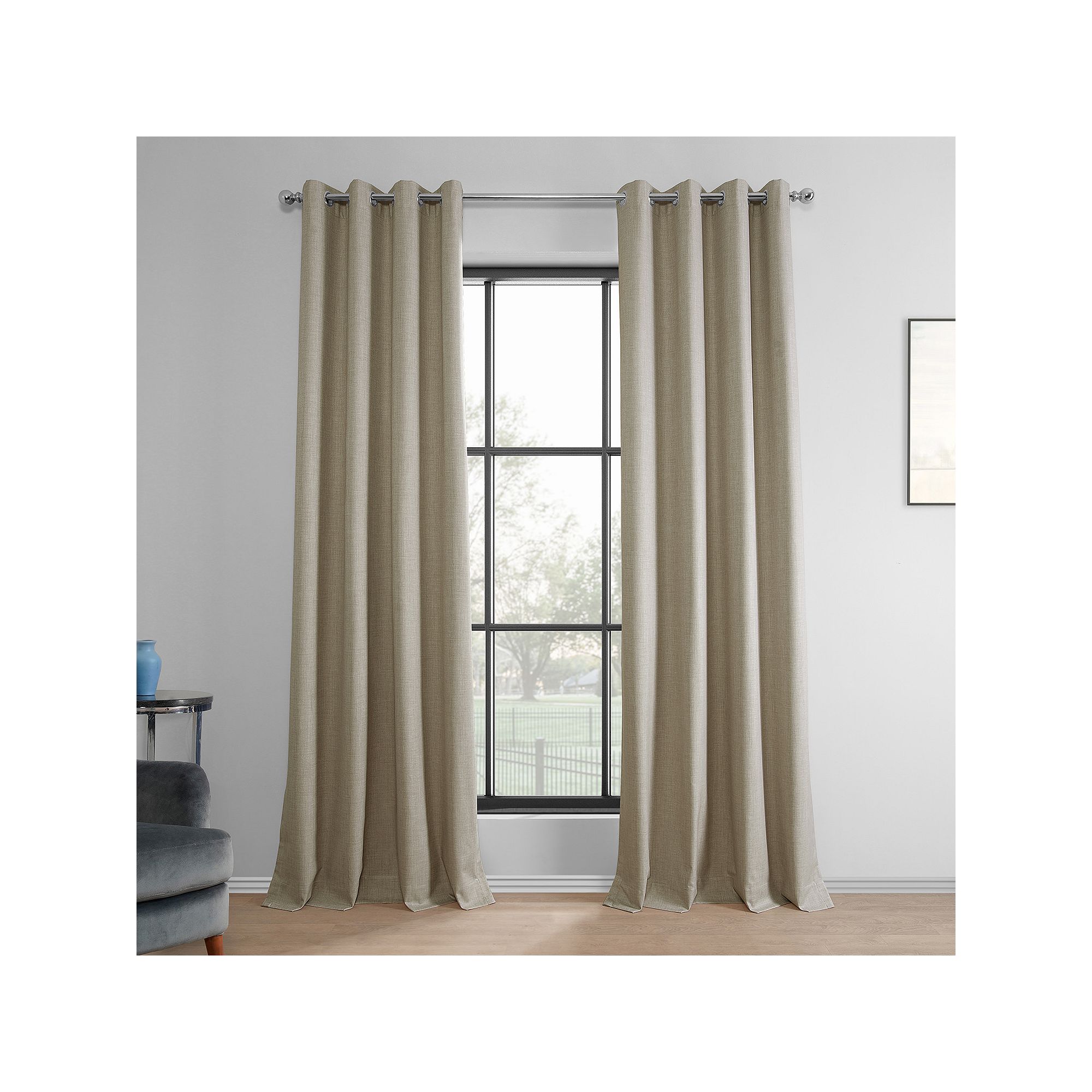 EFF Performance Linen Hotel Blackout Grommet 1-Panel Window Curtain, Light 