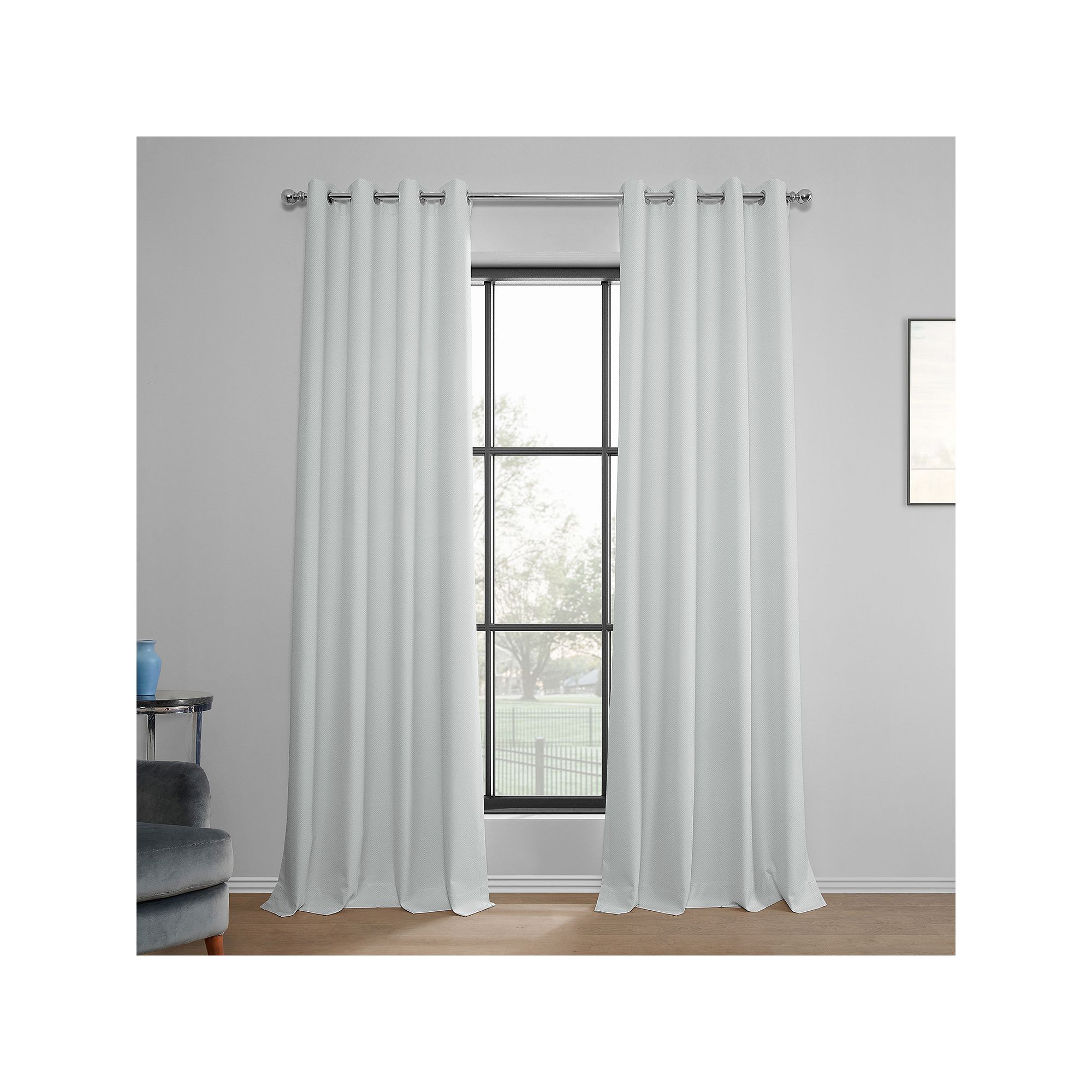 EFF Performance Linen Hotel Blackout Grommet 1-Panel Window Curtain, Off Wh