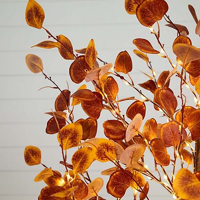 nearly natural 6-ft. LED Autumn Artificial Eucalyptus Tree Floor Decor
