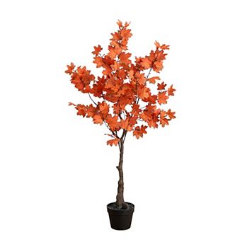 nearly natural 4-ft. Autumn Artificial Rustic Maple Tree Floor Decor