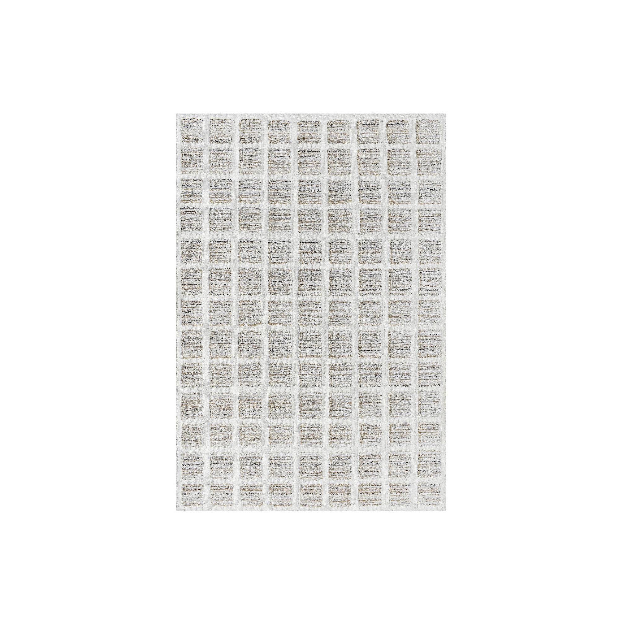 Miryana Shag Squares Neutral Handwoven Area Rug or Throw Rug, Natural