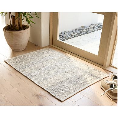 Miryana Neutral Woven Handloom Area Rug or Throw Rug