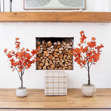 nearly natural 4-ft. Autumn Artificial Smoky Maple Tree Floor Decor