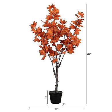 nearly natural 4-ft. Autumn Artificial Smoky Maple Tree Floor Decor
