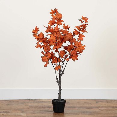 nearly natural 4-ft. Autumn Artificial Smoky Maple Tree Floor Decor