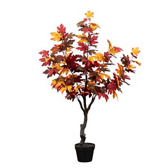 nearly natural 4.3-ft. Autumn Artificial Smoky Maple Tree Floor Decor