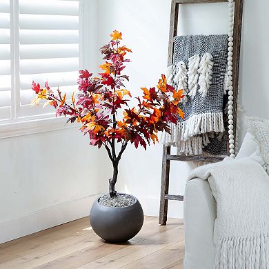 nearly natural 4.3-ft. Autumn Artificial Smoky Maple Tree Floor Decor