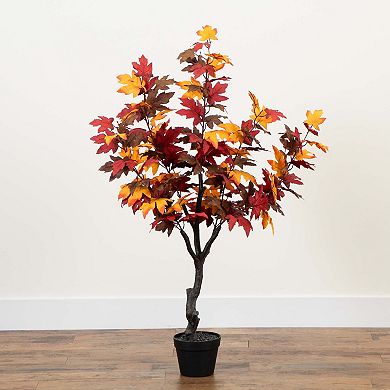 nearly natural 4.3-ft. Autumn Artificial Smoky Maple Tree Floor Decor