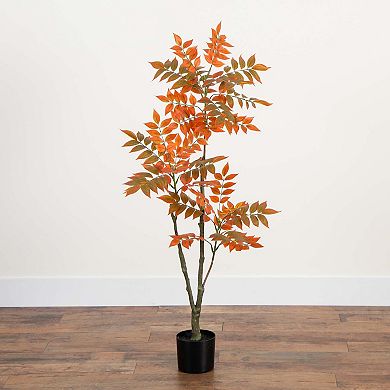 nearly natural 4 ft. Autumn Sumac Artificial Fall Tree
