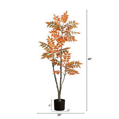 nearly natural 4 ft. Autumn Sumac Artificial Fall Tree