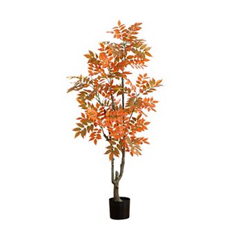 nearly natural 5-ft. Autumn Artificial Sumac Tree Floor Decor