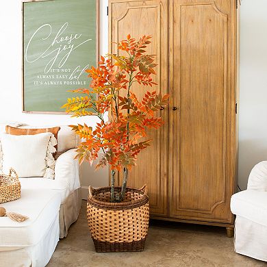 nearly natural 5-ft. Autumn Artificial Sumac Tree Floor Decor