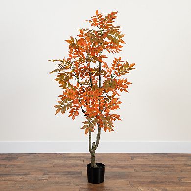 nearly natural 5-ft. Autumn Artificial Sumac Tree Floor Decor