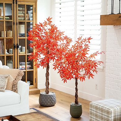 nearly natural 4-ft. Autumn Artificial Vibrant Maple Fall Tree Floor Decor
