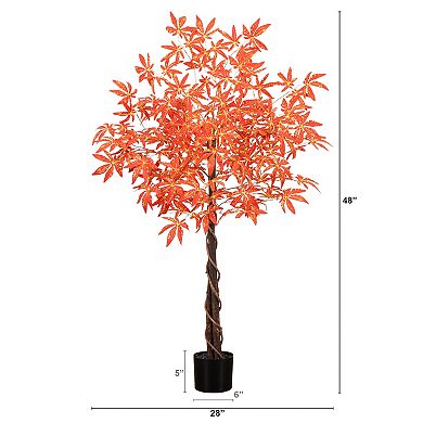 nearly natural 4-ft. Autumn Artificial Vibrant Maple Fall Tree Floor Decor