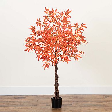 nearly natural 4-ft. Autumn Artificial Vibrant Maple Fall Tree Floor Decor
