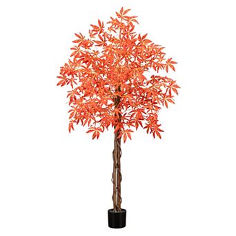 nearly natural 5-ft. Autumn Artificial Vibrant Maple Tree Floor Decor