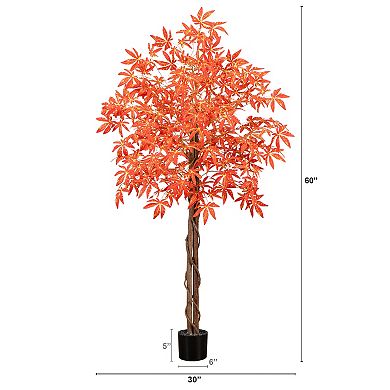 nearly natural 5-ft. Autumn Artificial Vibrant Maple Tree Floor Decor