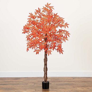 nearly natural 5-ft. Autumn Artificial Vibrant Maple Tree Floor Decor