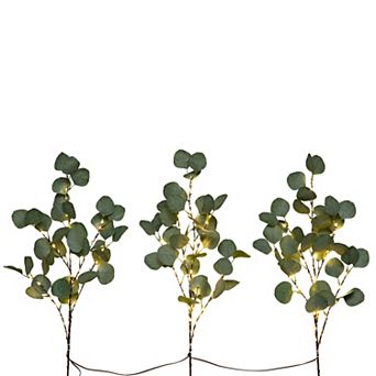 nearly natural 23 in Pre-Lit 36 LED Artificial Eucalyptus Branch Stems Trio