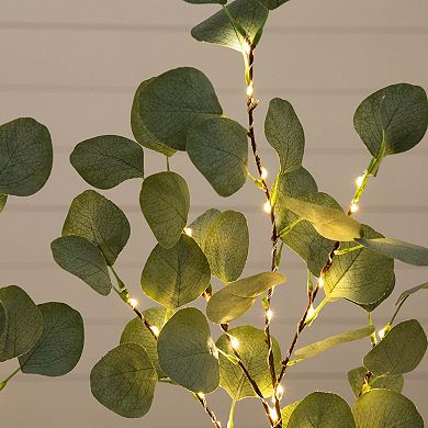 nearly natural 23-in. Pre-Lit 36 LED Artificial Eucalyptus Branch Stems Trio