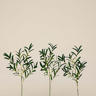 nearly natural 23-in. LED Artificial Olive Branch Stems Trio