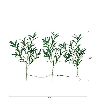 nearly natural 23-in. LED Artificial Olive Branch Stems Trio