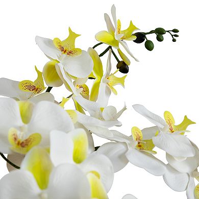 nearly natural 23 in. Artificial Phalaenopsis Orchid Arrangement in Ceramic Planter