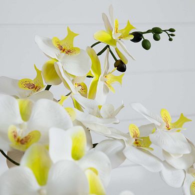 nearly natural 23 in. Artificial Phalaenopsis Orchid Arrangement in Ceramic Planter