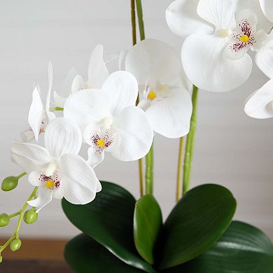 nearly natural Artificial Phalaenopsis Orchid Ceramic Vase Table Decor