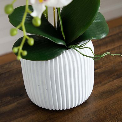 nearly natural Artificial Phalaenopsis Orchid Ceramic Vase Table Decor