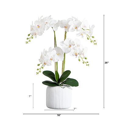 nearly natural Artificial Phalaenopsis Orchid Ceramic Vase Table Decor