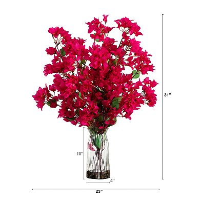 nearly natural 31 in. Artificial Bougainvillea Arrangement in Vase