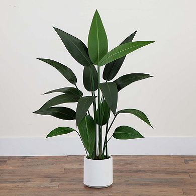 nearly natural 43in. Artificial Sky Bird Tree in White Decorative Planter Floor Decor