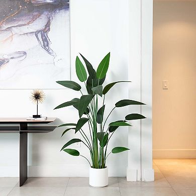 nearly natural 63-in. Artificial Sky Bird Tree in White Decorative Planter Floor Decor